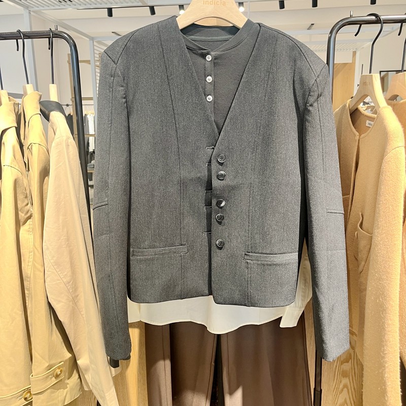 indiciaL2C4WT135专柜正品标记女装v领西服设计感通勤吊牌价1089