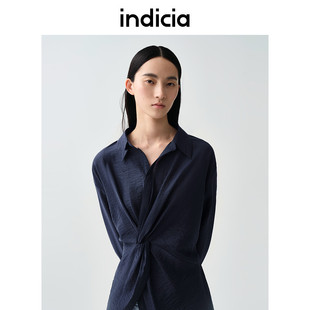 莱赛尔扭褶设计衬衫 标记女装 吊牌599 1专柜正品 indiciaF2B5CS206C