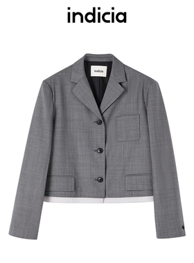 indiciaF2A5XZ049F专柜正品标记女装简约拼接西服短外套吊牌1189