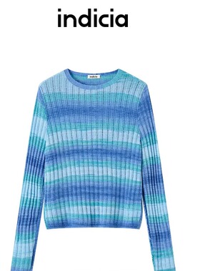 indiciaF2A5ZZ038F专柜正品标记女装渐变色条纹针织衫吊牌价599