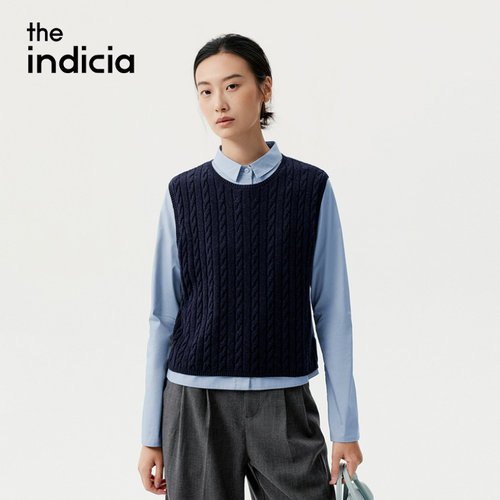 indiciaF2C5BX388C专柜正品标记女装针织老钱叠穿背心吊牌价689