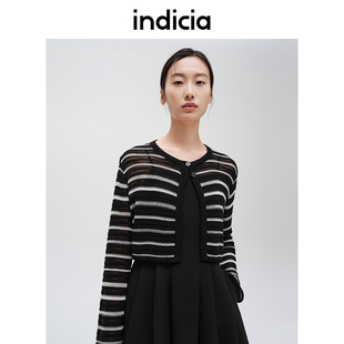 吊牌价499 简约条纹针织开衫 indiciaF2C4KS476C专柜正品 标记女装