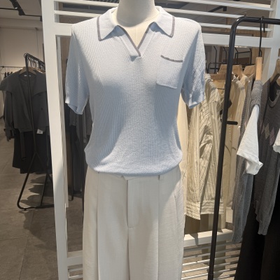 indiciaF2B5ZZ189N专柜正品标记女装撞色边针织衫polo领吊牌价569
