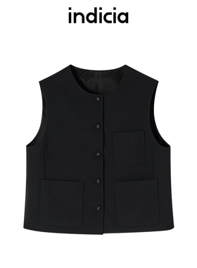 indiciaF2A5MJ076N专柜正品标记女装叠穿双面穿西装马甲吊牌价689