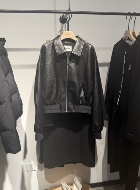 indiciaF2C4WT473F专柜正品标记女装翻领短款皮外套吊牌价1689