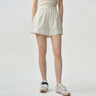 吊牌价389 百搭简约条纹短裤 indiciaF2B5DK110C专柜正品 标记女装