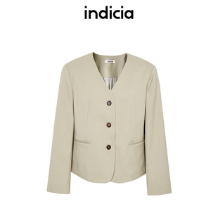 indicia5A303WT106专柜正品标记女装春西装外套V领上衣吊牌价1389