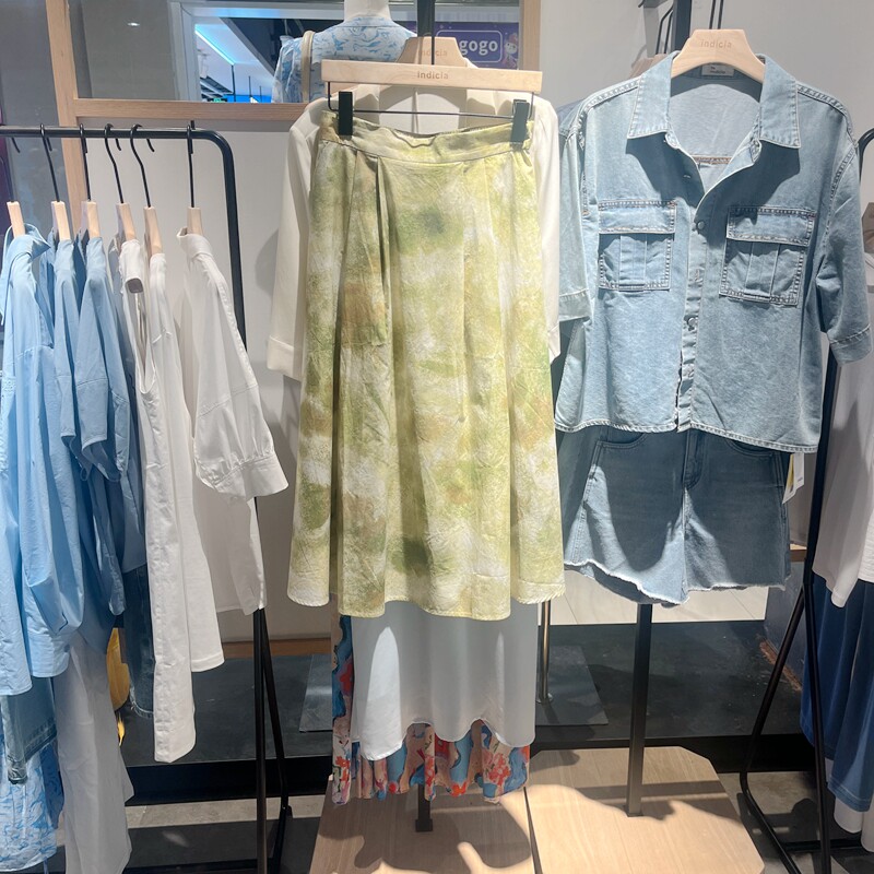 indiciaC6B406QZ111专柜正品标记女装扎染百搭半身裙吊牌价699