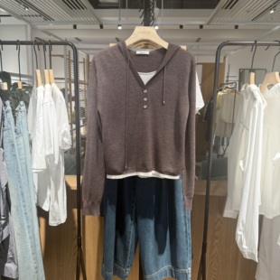 indiciatheL2C5ZZ158专柜正品标记女装假两件连帽针织衫吊牌价789