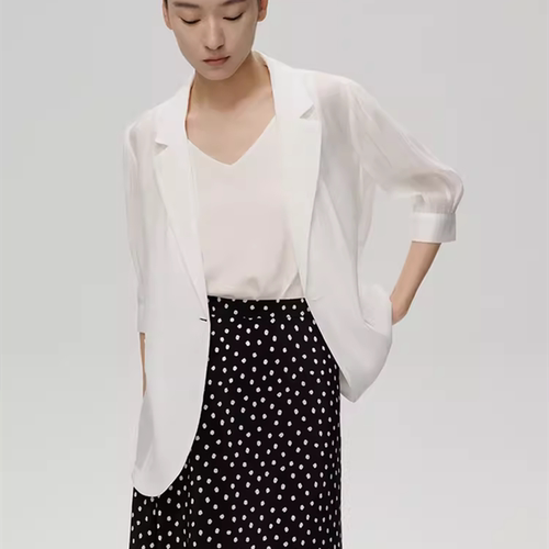 indicia5B306XZ288专柜正品标记女装夏款桑蚕丝西装吊牌价1689