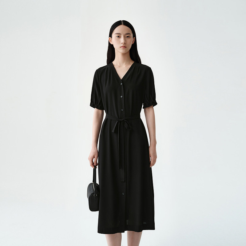 indiciaF2B5LQ275C专柜正品标记女桑蚕丝柔软慵懒连衣裙吊牌1589