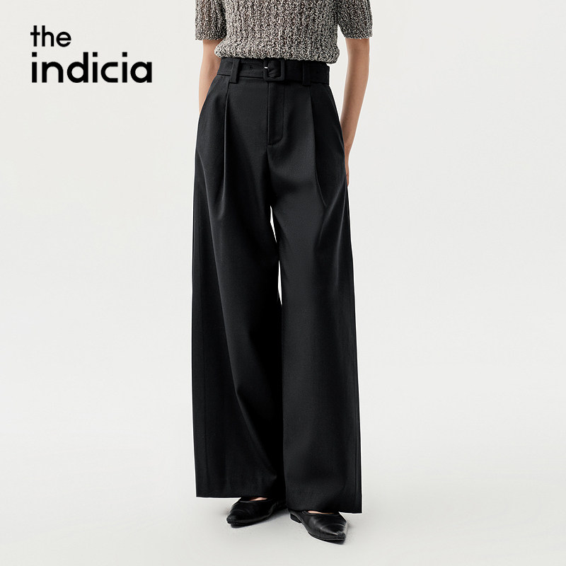 indiciaF2C5KZ465C专柜正品标记女装休闲宽腰带西装阔腿裤吊牌989