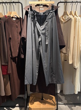 indiciaF2C4KZ477C专柜正品标记女装休闲裤条纹阔腿裤吊牌价1089