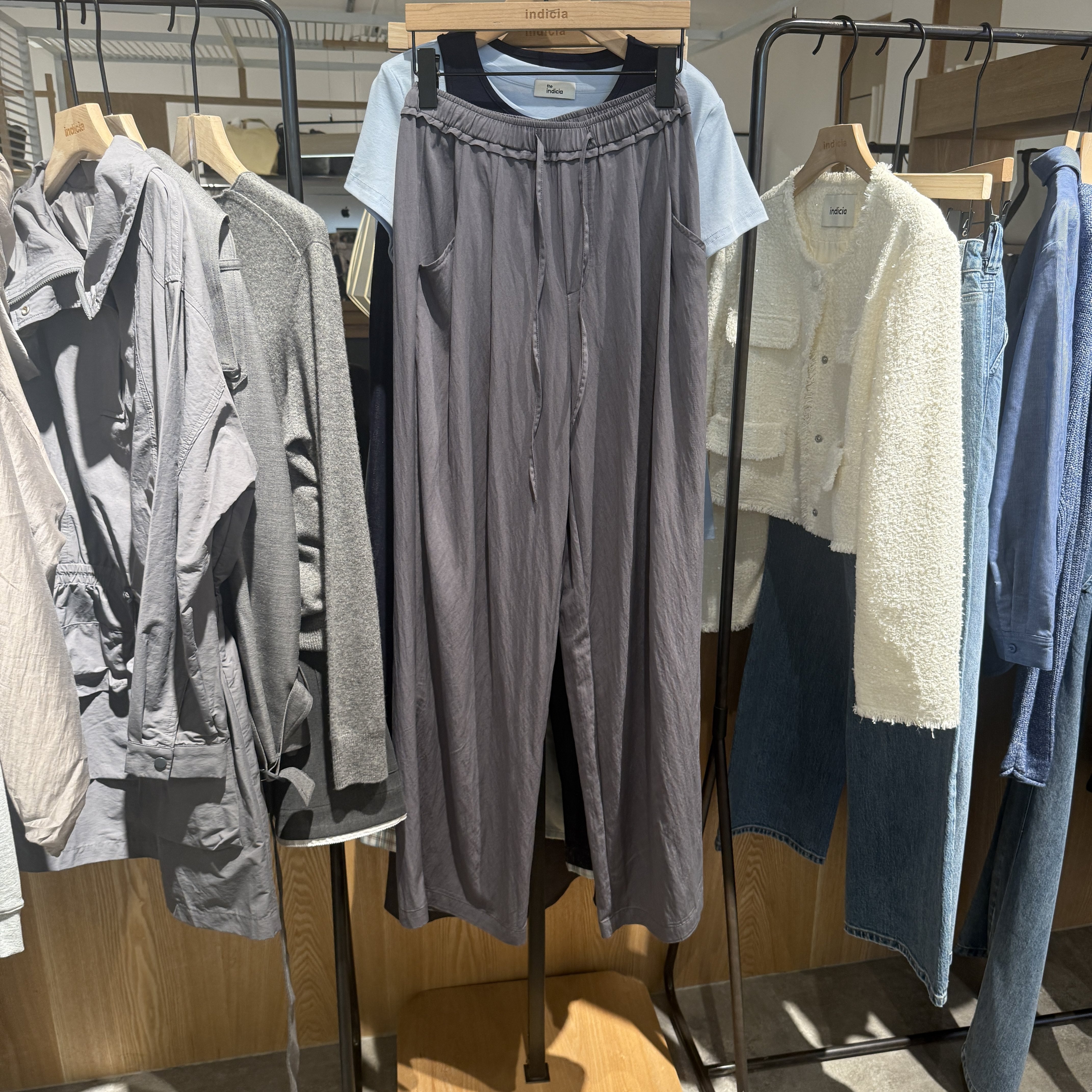 indiciatheL2B6KZ122F专柜正品标记女装灰色休闲裤子阔腿吊牌569