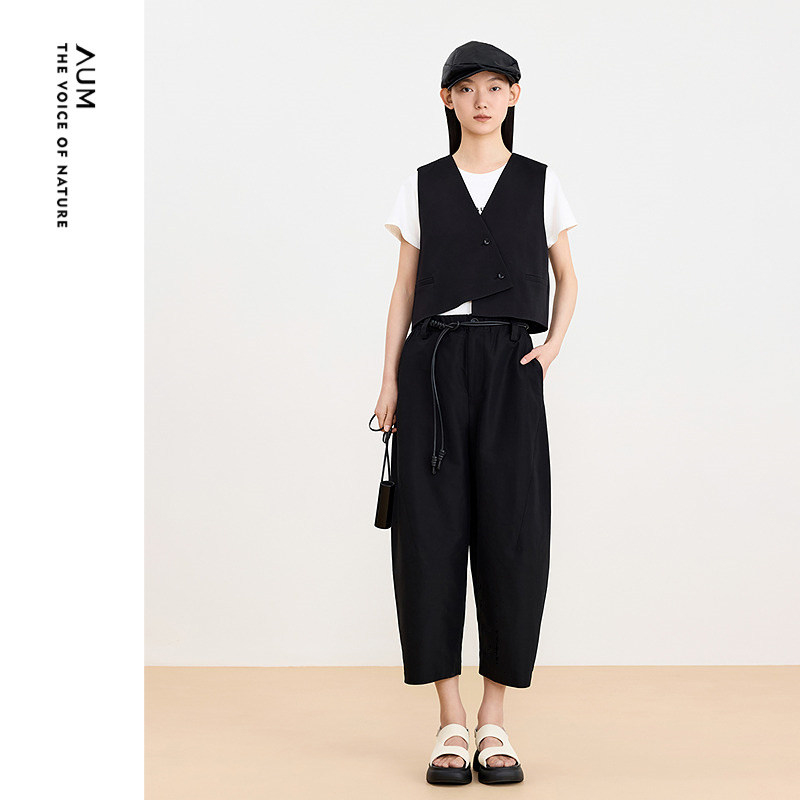 夏季新款弹力府绸宽松休闲气球裤香蕉裤女