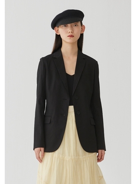 【会员价976元】AUM噢姆秋季通勤修身外套显瘦黑色质感西装女