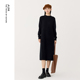AUM噢姆春季 直身连衣裙 黑色精纺针织长袖