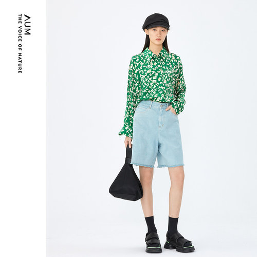 AUM时尚桑蚕丝夏季长袖衬衫