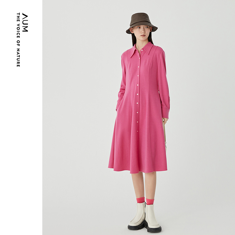 羊毛针织A字衬衫裙立裁裁剪，可单穿可内搭