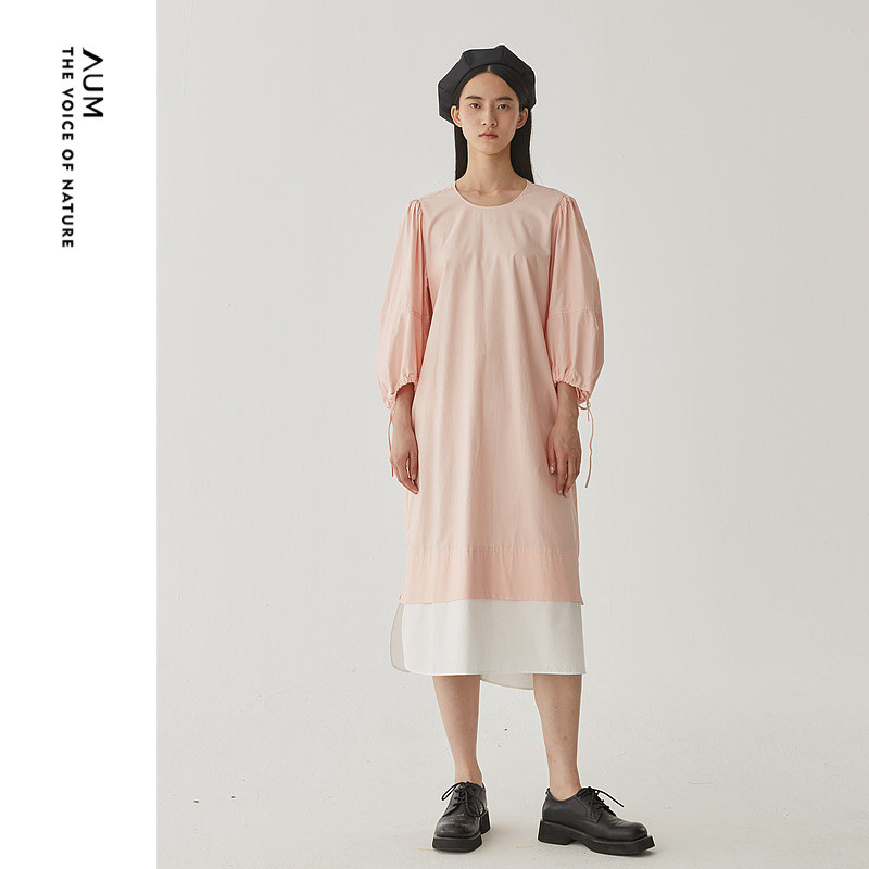 【会员价396元】AUM噢姆春季粉色泡泡袖纯棉拼接连衣裙,女装/女士精品,连衣裙,淘宝优惠券,粉丝福利购,淘宝优惠卷
