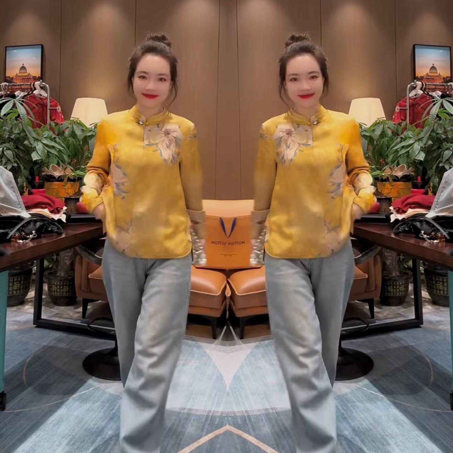 新中式香云纱时尚印花气质上衣