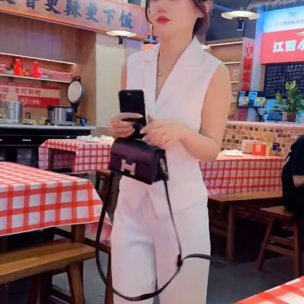 老钱风通勤时尚套装女2025夏季新款简约无袖显瘦上衣直筒裤两件套