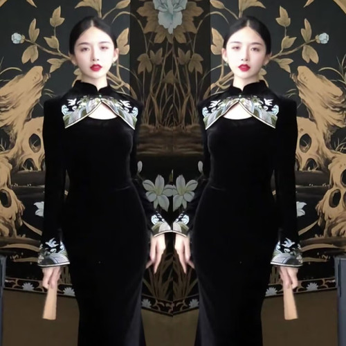 新中式国风立领盘扣连衣裙