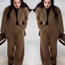 高级洋气职业套装裙女2024秋冬新款休闲时尚西服外套阔腿裤两件套