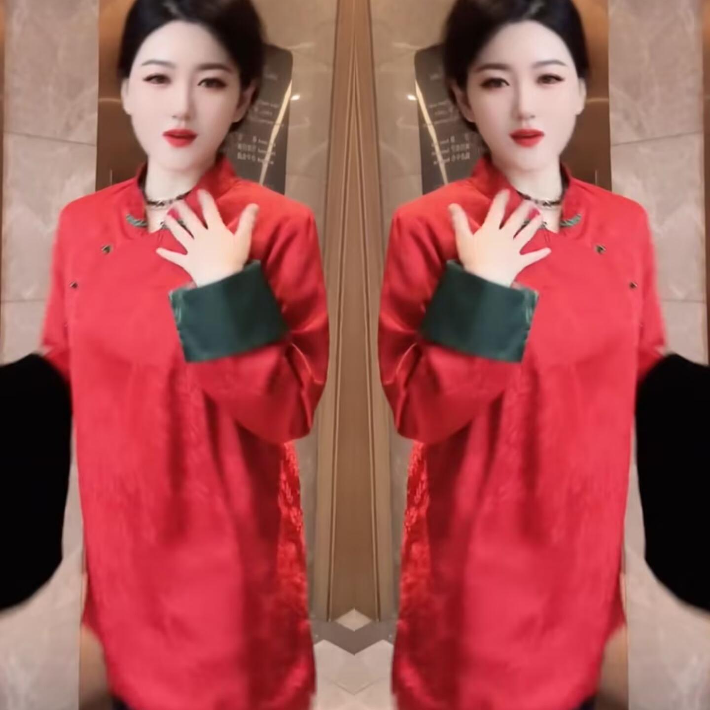 洋气立领盘扣显瘦百搭提花上衣