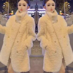 超火爆款立领中长款仿皮草女2025冬季新款炸街减龄中长款宽松大衣