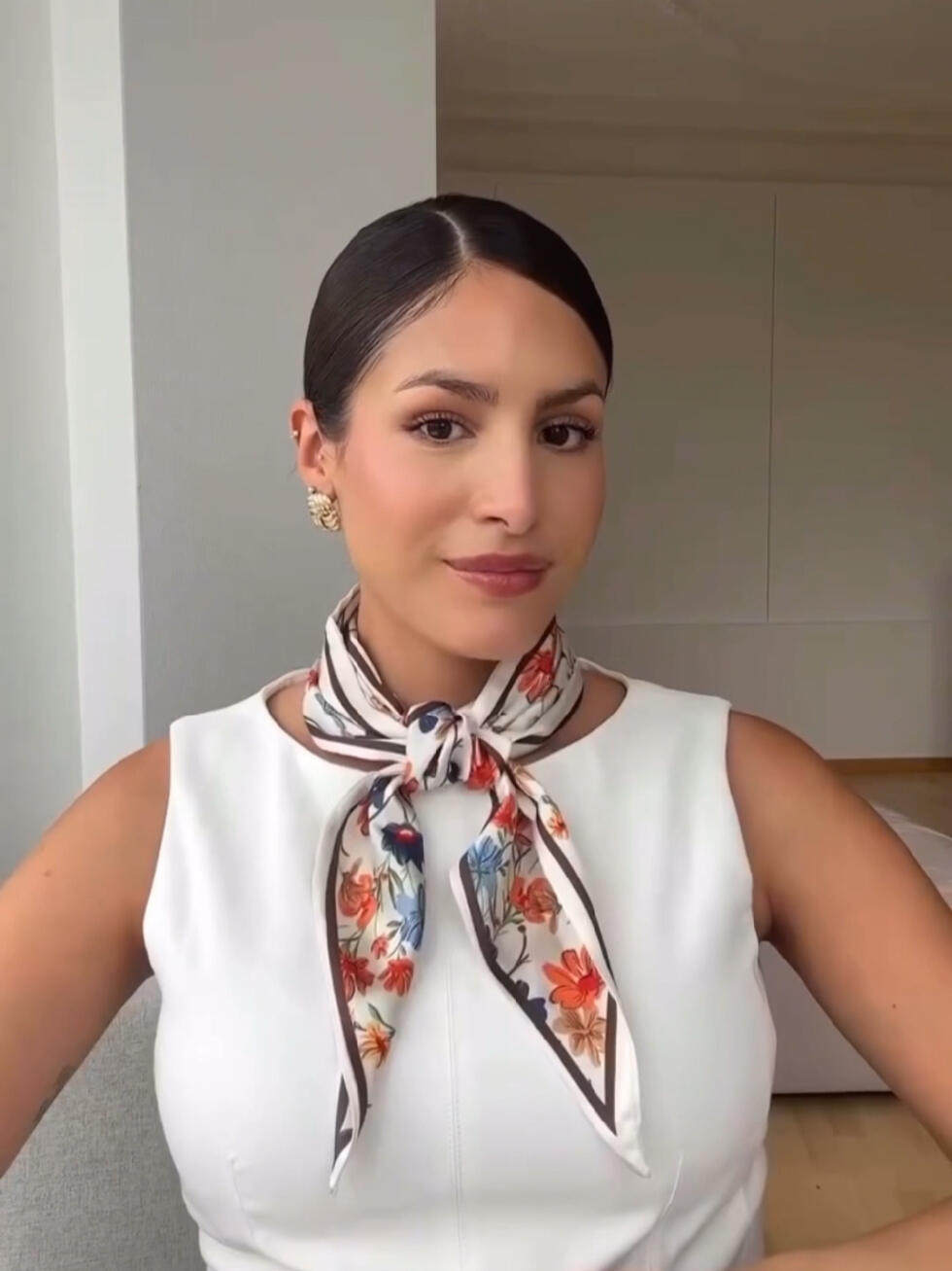 Ins博主同款office通勤文艺复古真丝质感twilly长窄丝巾