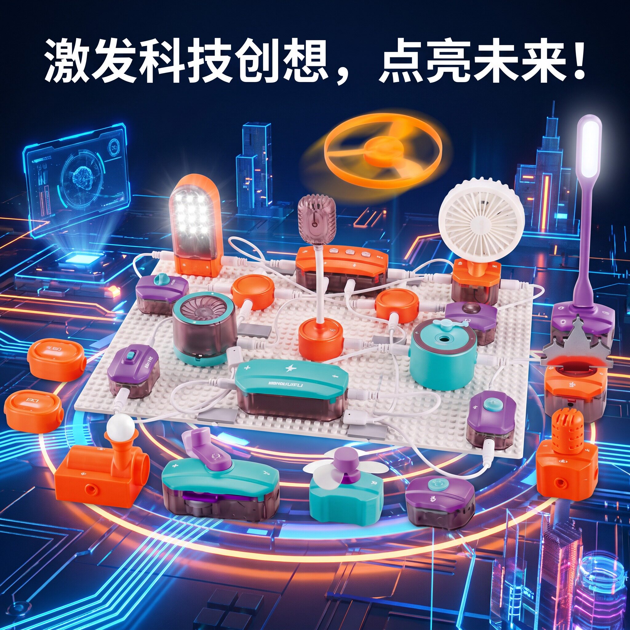 小学生电路积木拼搭玩具科学小实验套装物理启蒙手工制作益智礼盒