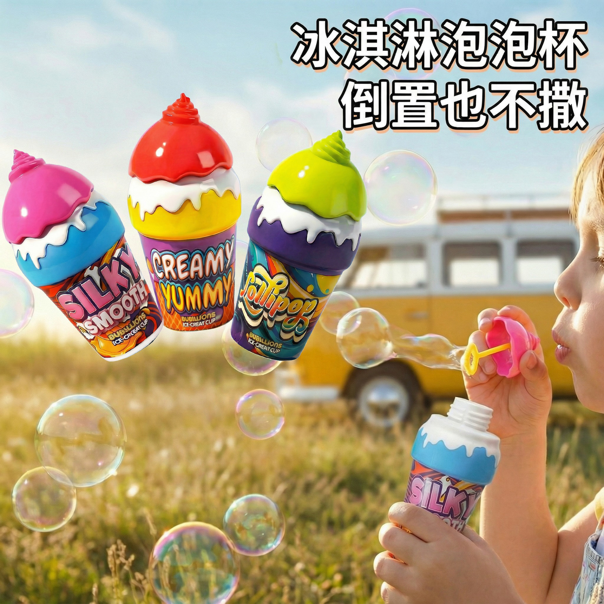 女孩网红爆款倒不出来的泡泡液2026新款1到3岁儿童手持吹泡泡玩具