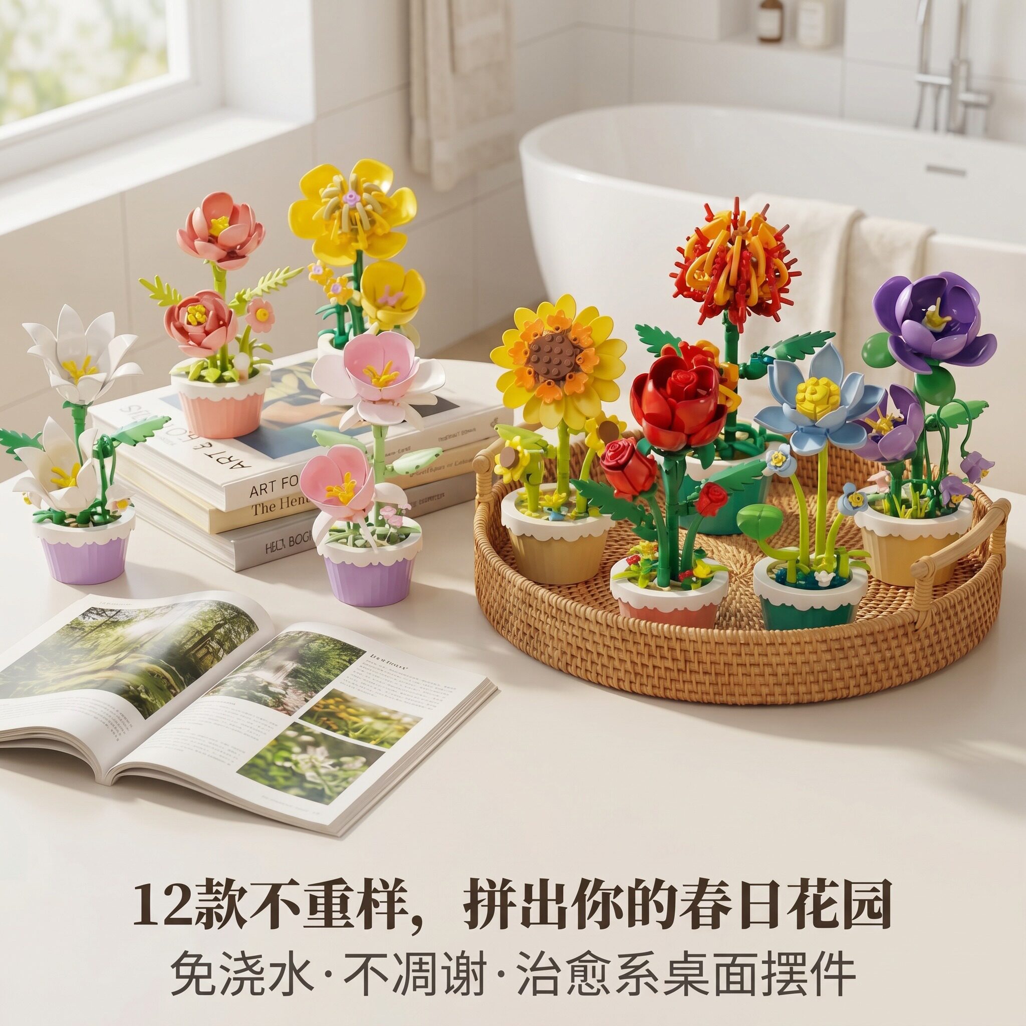 积木花儿童益智拼插摆件玩具图片