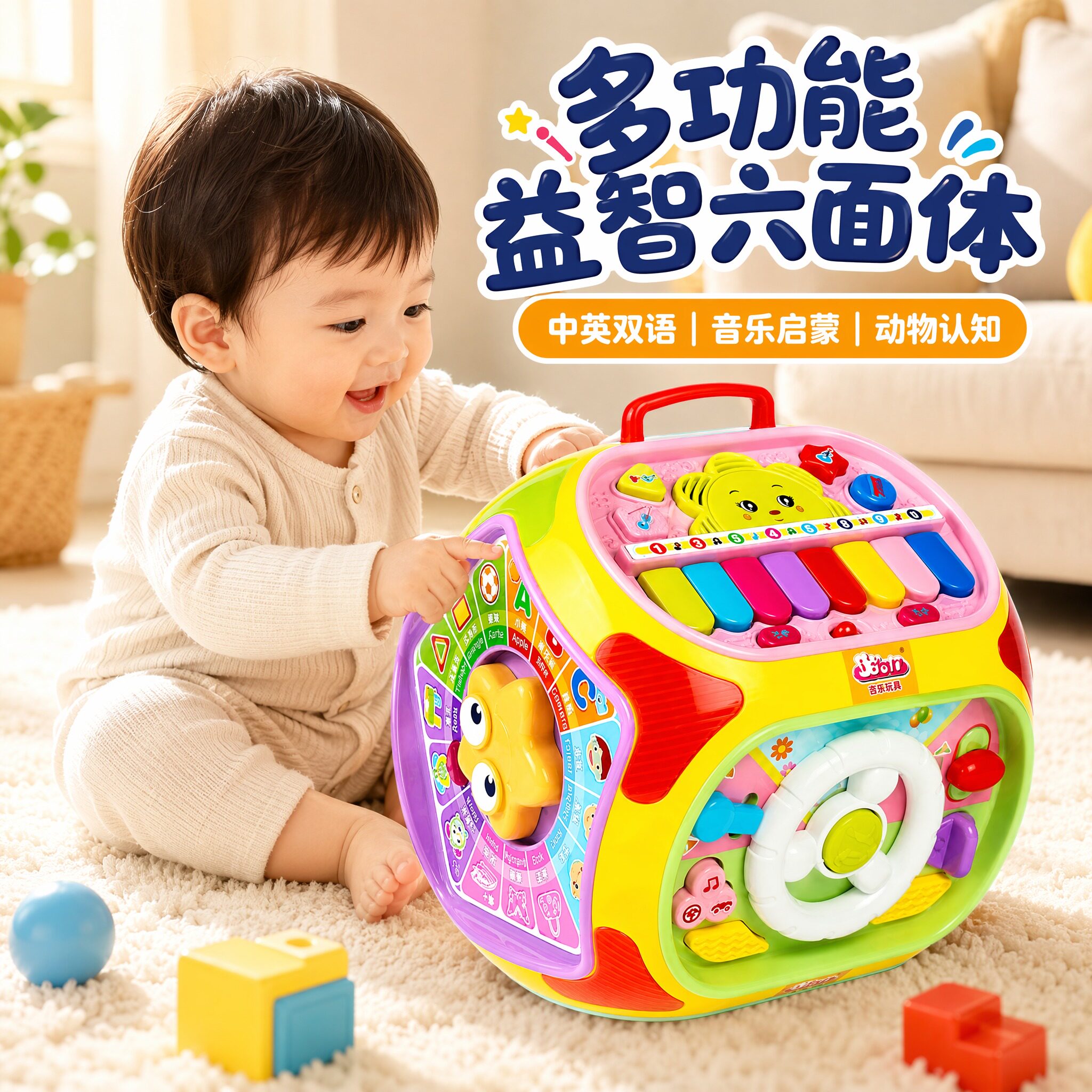 儿童早教启蒙绕珠六面体串珠玩具