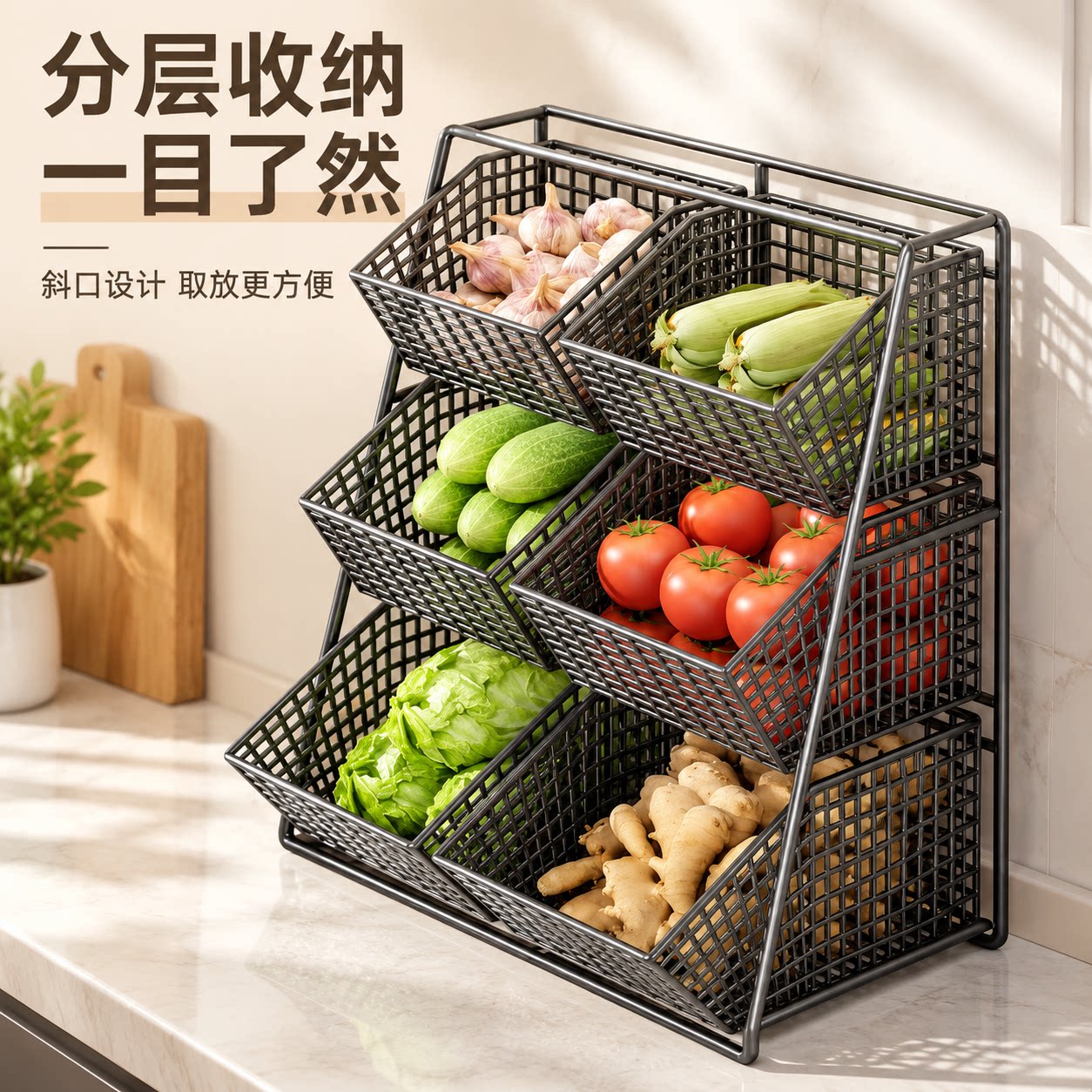 厨房储物筐置物架果蔬摆放收纳篮