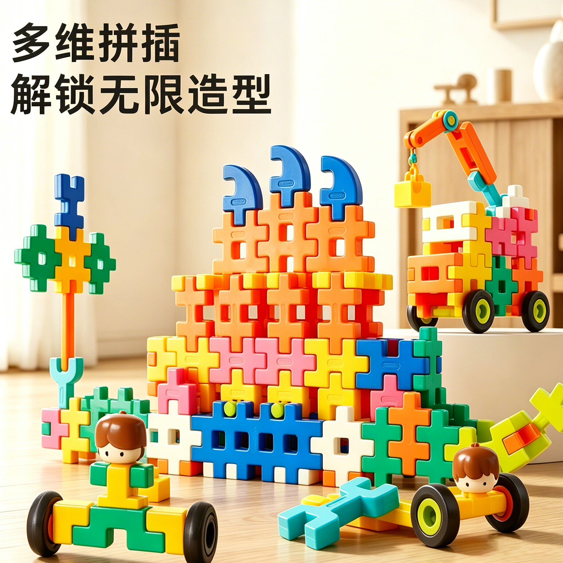 儿童益智多维拼插软积木玩具