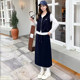 显瘦套装 时尚 新款 韩系休闲风连帽马甲T恤半身裙三件套女2026春季
