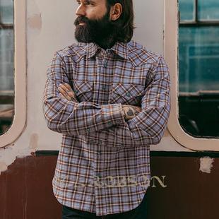 MT.Robson重磅15.1oz 美式复古阿美咔叽西部长袖格子衬衫工装加厚