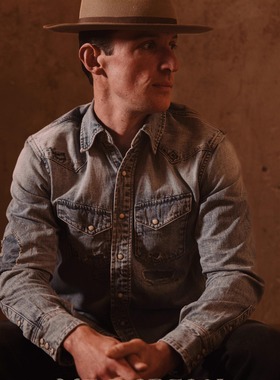 MT.Robson手缝补丁水洗做旧洗水西部牛仔衬衫8.5盎司美式复古限定