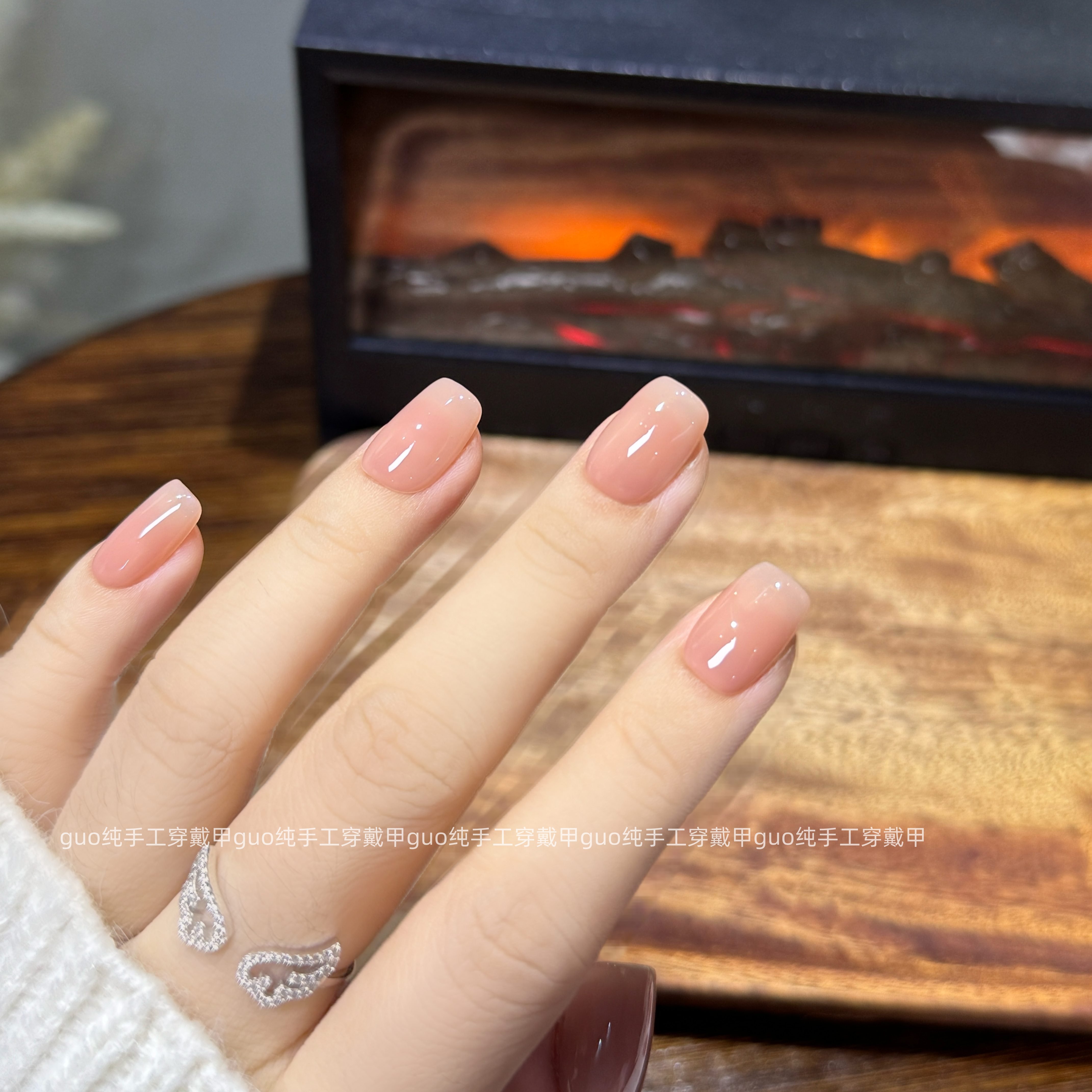 Guo穿戴甲华妃摸脸高级粉色简约温柔手工色纯欲显白手工定制美甲,彩妆/香水/美妆工具,穿戴甲/甲片,淘宝优惠券,粉丝福利购,淘宝优惠卷