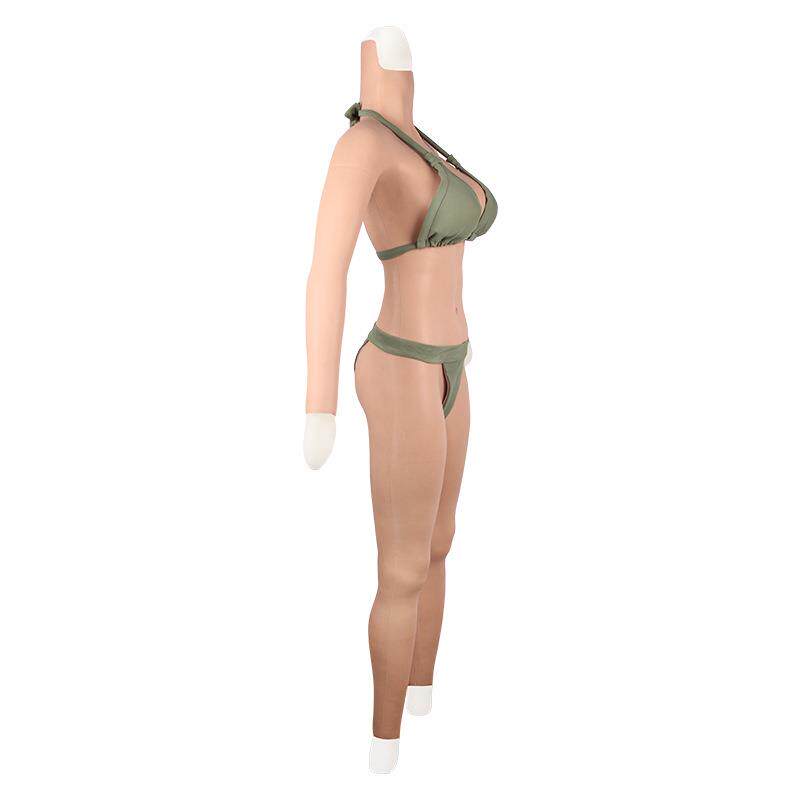 汉歌变装带臂连体衣假阴CD伪娘义乳内衣乳贴假肚皮假胸