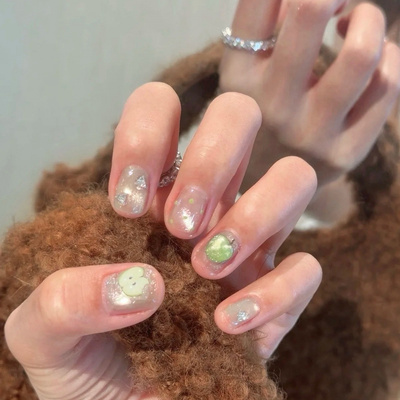 甜脆青苹清新美甲贴片