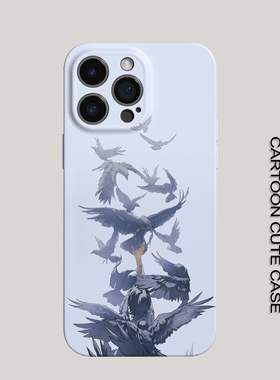 适用于iPhone17Promax保护套蓝色天使16promax手机壳15pro个性14plus女生12磨砂11高级16plus苹果13pro小米17