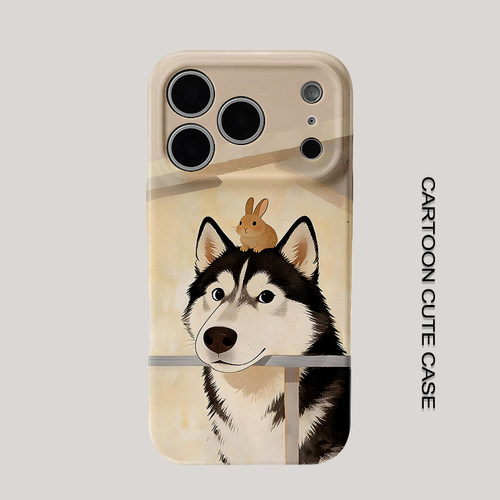 适用于iPhone17手机壳菲林壳可爱狗狗兔子卡通保护套个性创意适用华为mate80promax苹果15/16/13磨砂软壳女生