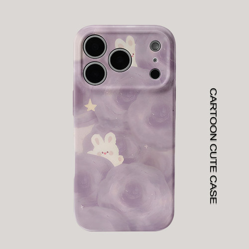 适用于iPhone17pro手机壳菲林壳香芋紫晕染云朵小兔星星少女风保护套华为mate80promax苹果15/16/13磨砂软壳