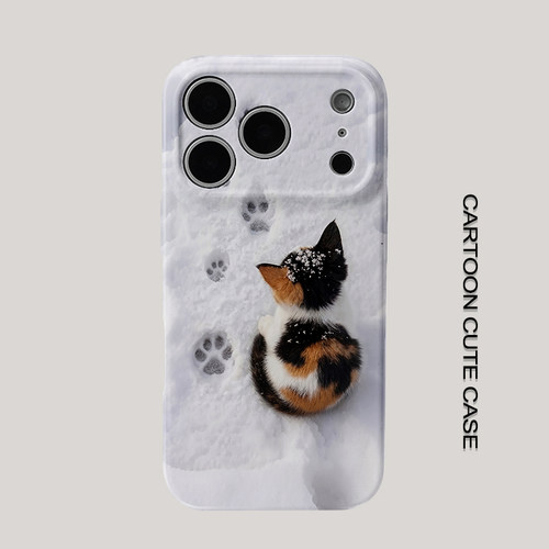 适用于iPhone17手机壳菲林壳雪地猫咪保护套个性创意适用于华为mate80promax苹果15/16/13磨砂软壳男生小米17