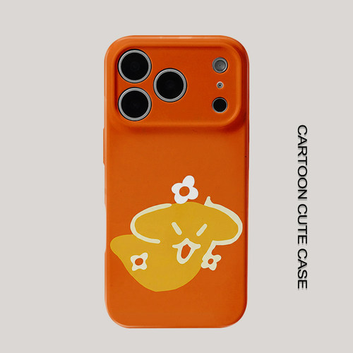 适用于iPhone17pro手机壳菲林壳纯色底线条呆萌小黄鸭插画保护套华为mate80promax苹果15/16/13磨砂软壳小米9
