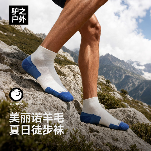 驴之户外男美利奴羊毛徒步袜干爽抗菌防异味跑步袜吸湿排汗运动袜