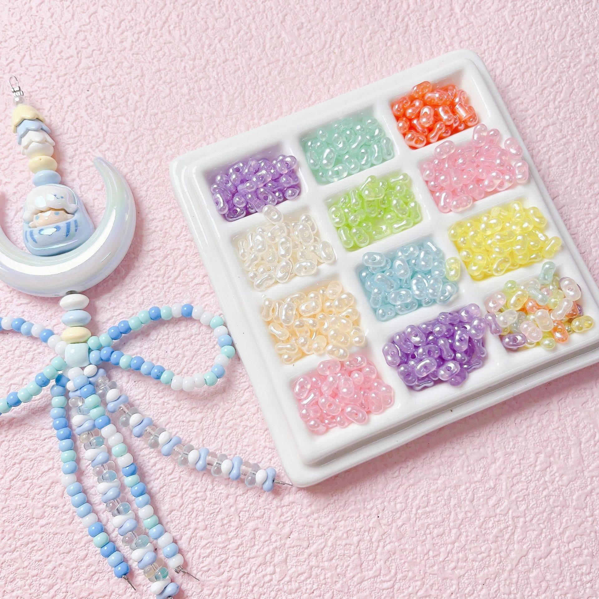 200颗奶油花生珠亚克力细闪材料DIY配件米珠饰品手机链包挂手链
